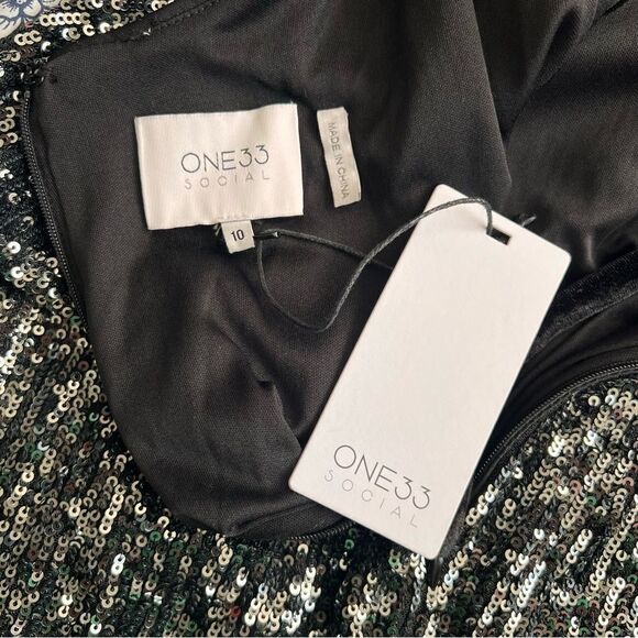 One33 Social Black & Purple Sequin Colorblock Backless Halter Dress - Picture 14 of 15